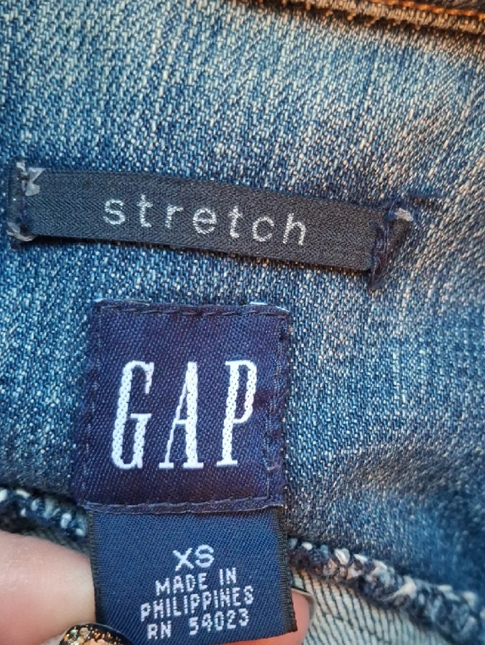 GAP Light Blue Denim Trucker Jacket Fitted Sz XS Stretch Cotton - Picture 3 of 6